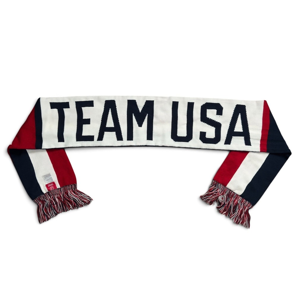 Team USA Olympic Knit Scarf Red White Blue